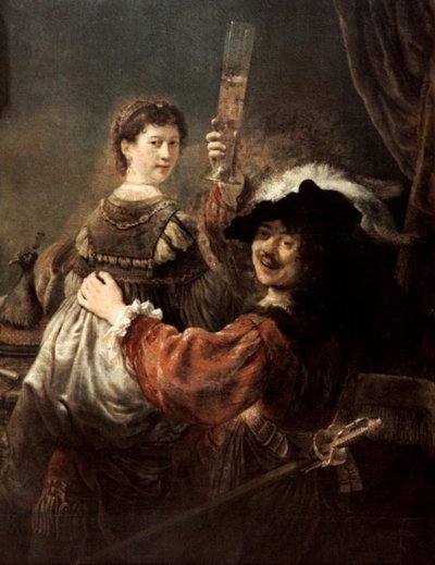 De verloren zoon in de taverne Rembrandt en Saskia, ca. 1635 door Rembrandt van Rijn