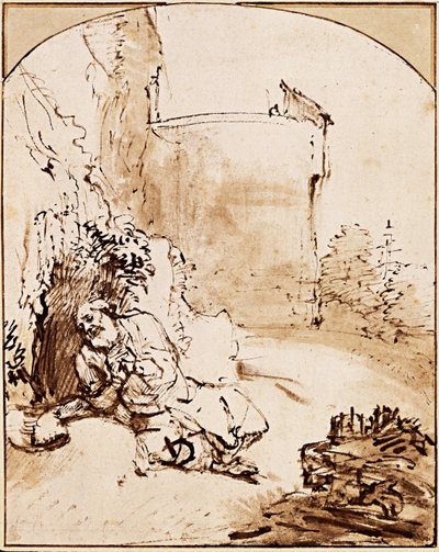 De profeet Jona voor de muren van Nineve, ca. 1651 door Rembrandt van Rijn