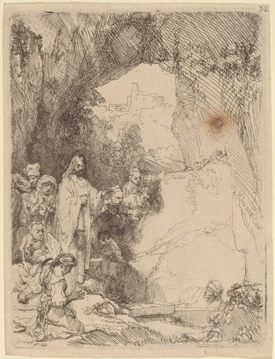 De Opwekking van Lazarus: Kleine Plaat door Rembrandt van Rijn