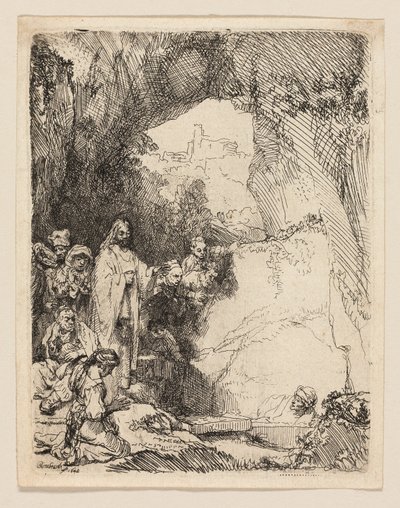 De opwekking van Lazarus: kleine plaat door Rembrandt van Rijn