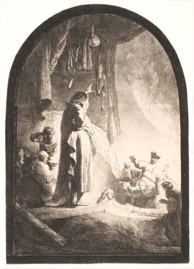 De opwekking van Lazarus: de grotere plaat door Rembrandt van Rijn