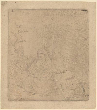 De rust tijdens de vlucht: Licht geëtst, 1645 door Rembrandt van Rijn