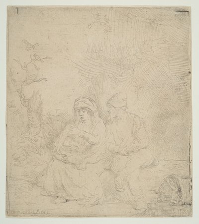 De rust tijdens de vlucht naar Egypte door Rembrandt van Rijn