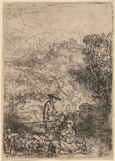 De herder en zijn familie door Rembrandt van Rijn