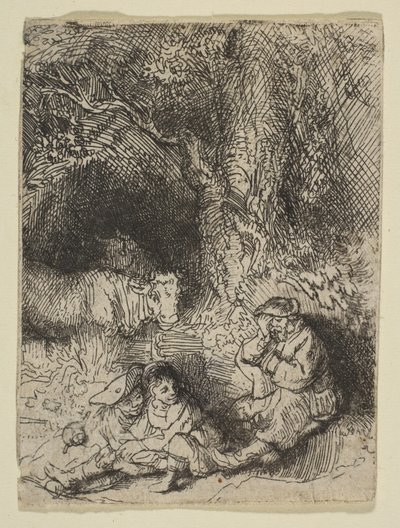 De slapende herder, ca. 1644 door Rembrandt van Rijn