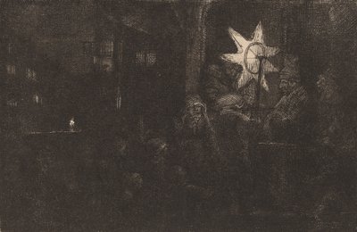 De ster van de koningen: een nachtstuk door Rembrandt van Rijn