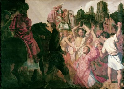 De steniging van St. Stefanus, 1625 door Rembrandt van Rijn