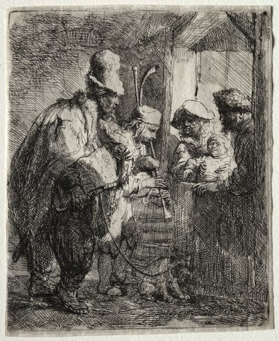 De wandelende muzikanten door Rembrandt van Rijn