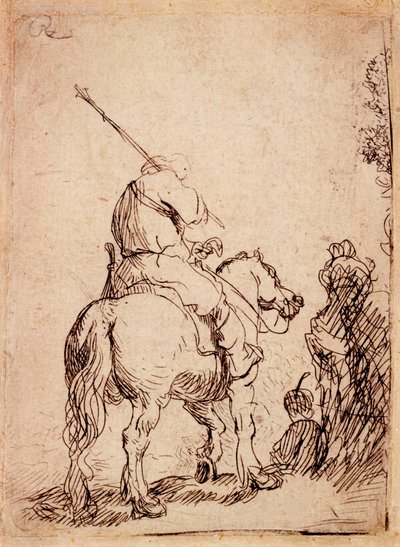 De Soldaat met Tulband te Paard, 1632 door Rembrandt van Rijn