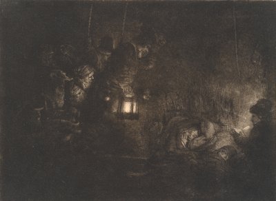 De aanbidding van de herders: een nachtstuk door Rembrandt van Rijn