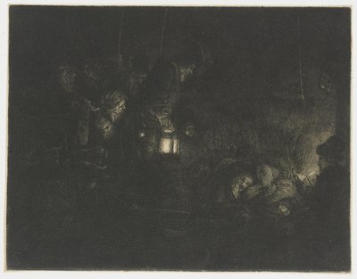 De aanbidding van de herders: een nachtstuk door Rembrandt van Rijn