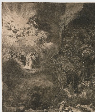 De engel verschijnt aan de herders door Rembrandt van Rijn