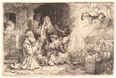 De engel vertrekt uit Tobits familie door Rembrandt van Rijn
