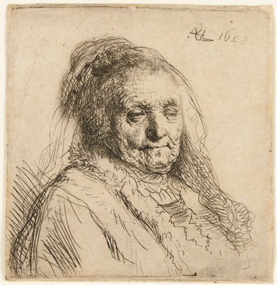 De moeder van de kunstenaar, hoofd en buste door Rembrandt van Rijn