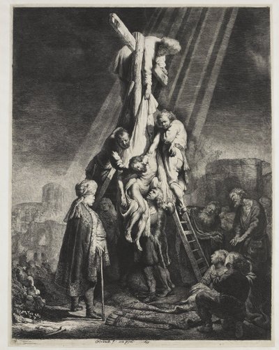 De kruisafneming: tweede plaat door Rembrandt van Rijn