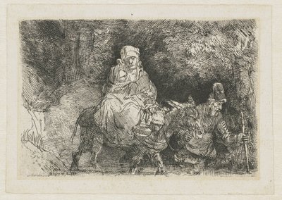 De vlucht naar Egypte over een beek door Rembrandt van Rijn