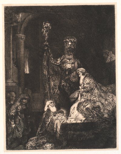 De presentatie in de tempel: in de donkere manier door Rembrandt van Rijn