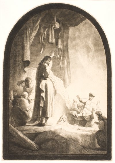 De opwekking van Lazarus: de grotere afbeelding door Rembrandt van Rijn