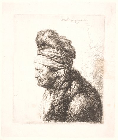 Het tweede oosterse hoofd (Rembrandts vader?) door Rembrandt van Rijn