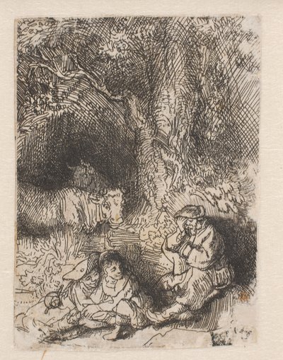 De slapende herder door Rembrandt van Rijn