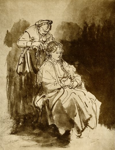 Het toilet door Rembrandt van Rijn