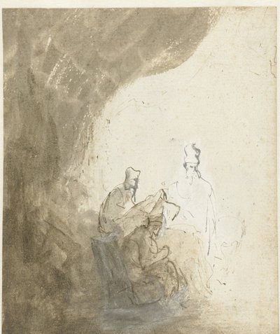 Drie schrijvers door Rembrandt van Rijn