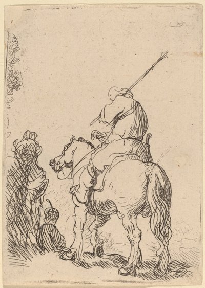 Geturband Soldaat te Paard door Rembrandt van Rijn