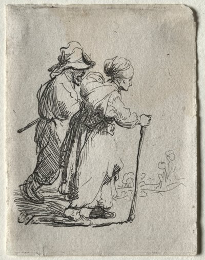 Twee zwervers, een man en een vrouw, c. 1634 door Rembrandt van Rijn