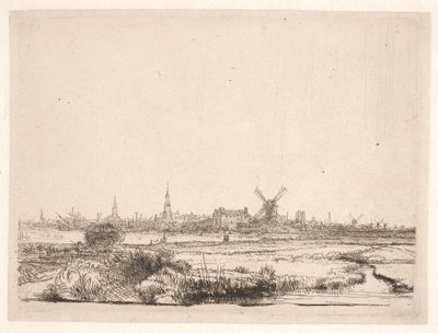 Uitzicht op Amsterdam door Rembrandt van Rijn