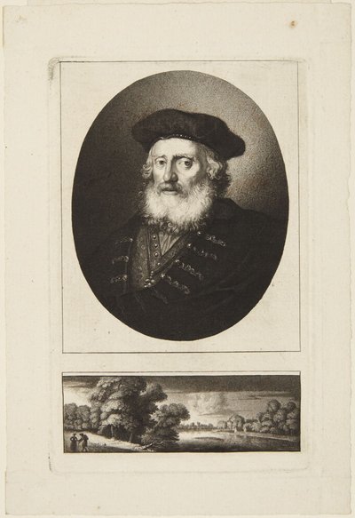Oude man met toque door Rembrandt van Rijn