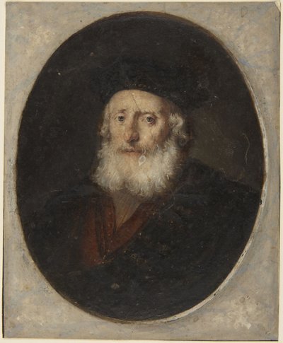Oude man met toque door Rembrandt van Rijn