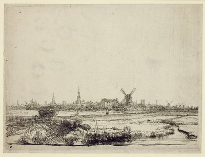 Zicht op Amsterdam, ca. 1640 door Rembrandt van Rijn