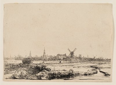 Uitzicht op Amsterdam vanaf de Kadijk door Rembrandt van Rijn