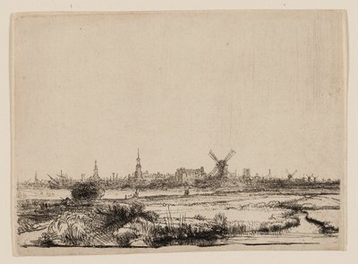 Uitzicht op Amsterdam vanaf de Kadijk door Rembrandt van Rijn