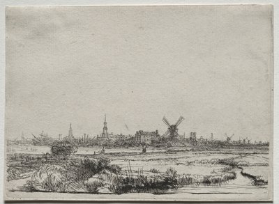 Uitzicht op Amsterdam vanuit het noordwesten door Rembrandt van Rijn
