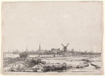 Uitzicht op Amsterdam vanuit het Noordwesten door Rembrandt van Rijn
