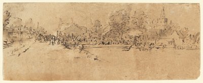 Uitzicht op Diemen door Rembrandt van Rijn