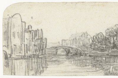 Gezicht op de Nieuwezijds Voorburgwal door Rembrandt van Rijn