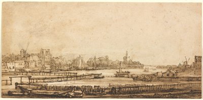 Uitzicht over de Amstel vanaf de Vestingwal door Rembrandt van Rijn