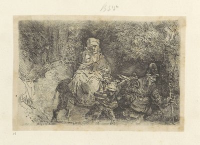 Vlucht naar Egypte: het oversteken van een beek door Rembrandt van Rijn