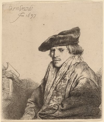 Jonge Man met een Fluwelen Muts (Ferdinand Bol?) door Rembrandt van Rijn