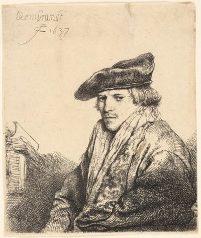 Jonge Man met een Fluwelen Muts (Ferdinand Bol?) door Rembrandt van Rijn