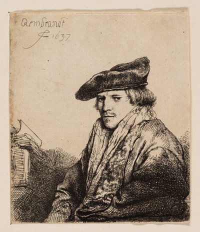 Jonge Man in een Fluwelen Muts (Petrus Sylvius?) door Rembrandt van Rijn
