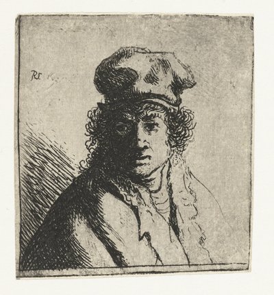Jonge man met pet: buste door Rembrandt van Rijn