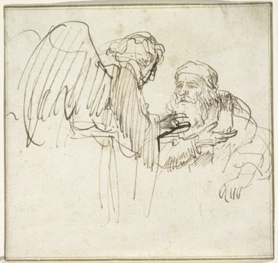 Zacharias en de engel door Rembrandt van Rijn