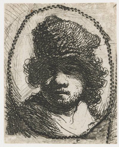 Zelfportret met bontmuts door Rembrandt van Rijn