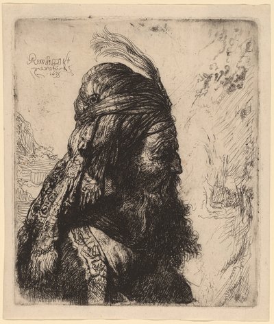 Het derde oosterse hoofd door Rembrandt van Rijn and Studio of Rembrandt