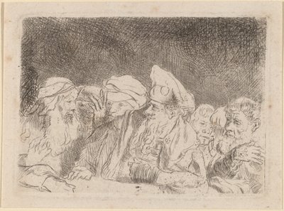 De Farizeeën debatteren (Fragment uit de Honderd Guilder Print) door Rembrandt van Rijn and William Baillie
