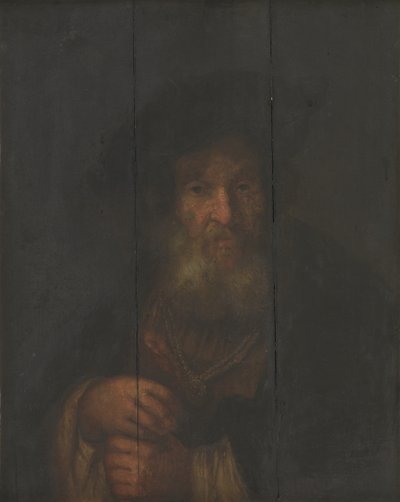 Portret van een oude jood door Rembrandts skole