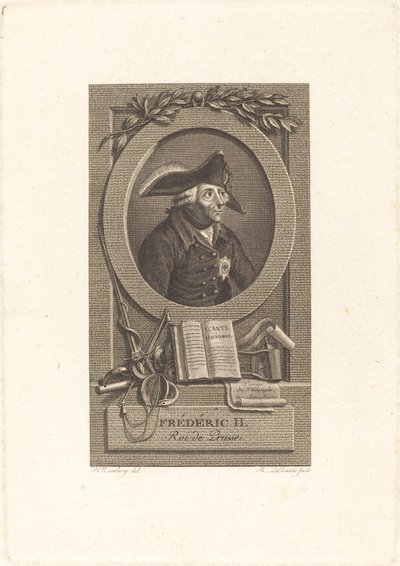 Frederik de Grote, Koning van Pruisen door Remi Henri Joseph Delvaux after Johann Heinrich Ramberg